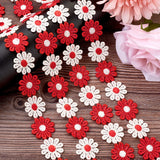 1 Roll Colorful Polyester Lace Trim, Daisy Pattern, Red, 1(25mm), 15yards(13.72m/roll)