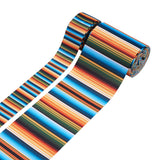 1 Set 2 Rolls 2 Styles Stripe Pattern Printed Polyester Grosgrain Ribbon, for DIY Bowknot Accessories, Colorful, 1roll/style