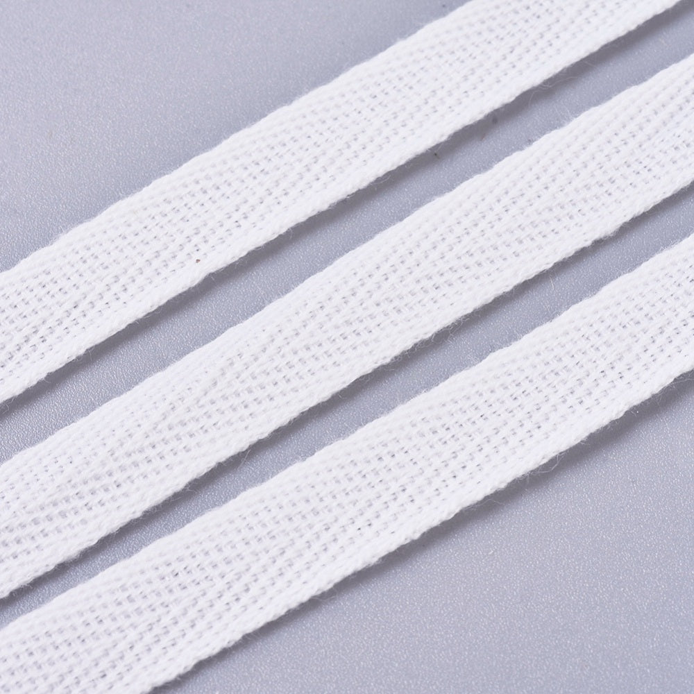 White Herringbone Cotton Twill Tape Ribbon 