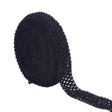 1 Roll Elastic Lace Trim, Polyester Ribbon, Black, 40x1.5mm, 10m/roll