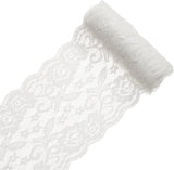 5 Yards 6 Inch Wide Elastic Lace Cotton Floral Pattern Trim Fabric Sewing for Scalloped Edge Rose Decorations for Dress Tablecloth Hair Band Wedding Festival Event Decorations(White)
