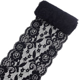 5 Yards 6 Inch Wide Stretch Elastic Lace Ribbon Floral Rose Pattern Trim Fabric Sewing for Dress Tablecloth Hair Band Wedding Decorations(Black)
