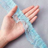 20 Yards/23m 2-Layer Blue Pleated Organza Lace Ribbon Gathered Mesh Chiffon Fabric Lace Applique Tulle Trimming for Craft Sewing Dress DIY Handmade Decoration