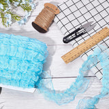 20 Yards/23m 2-Layer Blue Pleated Organza Lace Ribbon Gathered Mesh Chiffon Fabric Lace Applique Tulle Trimming for Craft Sewing Dress DIY Handmade Decoration