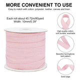 1 Roll Cotton Twill Tape Ribbons, Herringbone Ribbons, for Sewing Craft, Pink, 3/8 inch(10mm), about 80yards/roll(73.15m/roll)