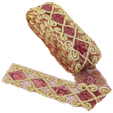 2 Roll Polyester Ribbons, with Single Face Golden Hot Stamping, for DIY Gift Packing, Flower Packaging, Triangle Pattern, 5/8 inch(16mm), 10 yards/roll(91.44m/roll)