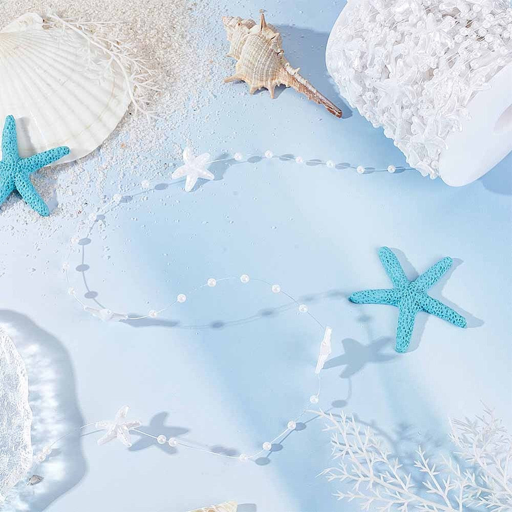 CRASPIRE 1 Roll 30m Acrylic Starfish Garland White Beads Ribbons Pearls  Beads String Roll Chain Beach Garland Decor for Christmas Wedding Home  Decoration Holiday Birthday Supplies