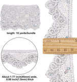 10 yards Lace Trim with Sequins, 1.77 inch Wide Vintage White Edging Trimmings for Sewing, Collar, Dress, Wedding Dress