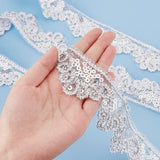 10 yards Lace Trim with Sequins, 1.77 inch Wide Vintage White Edging Trimmings for Sewing, Collar, Dress, Wedding Dress