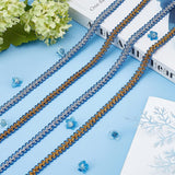 15 Yards Metallic Braid Lace Trim Blue & Silver Sewing Centipede Braided Lace 3/8 Wide Decorated Gimp Trim for Wedding Bridal DIY Clothes Jewelry Crafts Sewing Home Decor