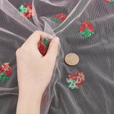 2 Yard 64.4 Inch Width Embroidered Strawberry Mesh Lace Fabric Beading Sequin Sewing Lace Trim Fabrics Embroidery Applique Ribbons for DIY Handmade Clothing Accessories Embellishments, Pink