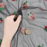 2 Yard 64.4 Inch Width Embroidered Strawberry Mesh Lace Fabric Beading Sequin Sewing Lace Trim Fabrics Embroidery Applique Ribbons for DIY Handmade Clothing Accessories Embellishments, Black