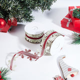 3 Roll Polyester Ribbon, Star Pattern with Word Merry Christmas, White, 1 inch(26mm), about 10yards/roll