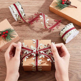 3 Roll Polyester Ribbon, Star Pattern with Word Merry Christmas, White, 1 inch(26mm), about 10yards/roll