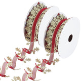 3 Roll Polyester Ribbon, Star Pattern with Word Merry Christmas, White, 1 inch(26mm), about 10yards/roll