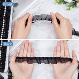 1 Card 10 Yards Pearl Trimming Lace Ribbon Black Polyester Lace Trim with Imitation Pearl Beads for Bridal Wedding Decorations Sewing DIY Making and DIY Crafts