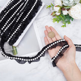 1 Card 10 Yards Pearl Trimming Lace Ribbon Black Polyester Lace Trim with Imitation Pearl Beads for Bridal Wedding Decorations Sewing DIY Making and DIY Crafts