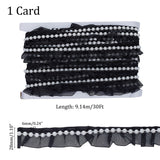 1 Card 10 Yards Pearl Trimming Lace Ribbon Black Polyester Lace Trim with Imitation Pearl Beads for Bridal Wedding Decorations Sewing DIY Making and DIY Crafts