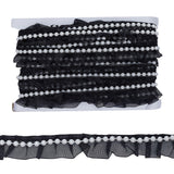 1 Card 10 Yards Pearl Trimming Lace Ribbon Black Polyester Lace Trim with Imitation Pearl Beads for Bridal Wedding Decorations Sewing DIY Making and DIY Crafts