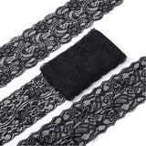 1 Set Yilisi 5 Yards Elastic Lace Trim, Lace Ribbon For Sewing Decoration and 2 Bag 2 Sizes Polyamide Yarns Stretch Elastic Lace Trim, Floral Pattern Lace Ribbon, Black, 3-1/8~3-3/8inch(80~85mm)