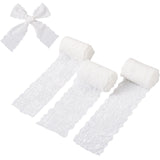 1 Set Yilisi 3 Bags 3 Style Polyamide Yarns Stretch Elastic Lace Trim, Floral Pattern Lace Ribbon, Flat, White, 1 bag/style