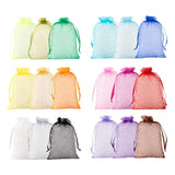 1 Bag 90Pcs 18 Style Organza Bags Jewellery Storage Pouches Wedding Favor Party Mesh Drawstring Gift, Mixed Color, 150x100mm, 5pcs/style