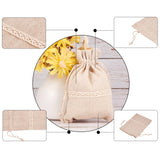 1 Set Cotton Packing Pouches, Drawstring Bags, with Lace, Tan, 14~15x10~11cm, 20pcs/set