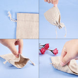 1 Set Cotton Packing Pouches, Drawstring Bags, with Lace, Tan, 14~15x10~11cm, 20pcs/set