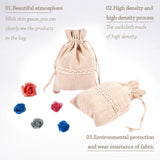 1 Set Cotton Packing Pouches, Drawstring Bags, with Lace, Tan, 14~15x10~11cm, 20pcs/set