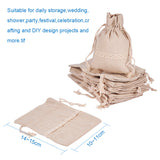 1 Set Cotton Packing Pouches, Drawstring Bags, with Lace, Tan, 14~15x10~11cm, 20pcs/set