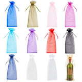 100 pc PandaHall Elite Organza Bags, with Ribbons, for Wine Decoration, Rectangle, Mixed Color, 38x14x0.02cm, 12 colors, 2pcs/color, 24pcs/set