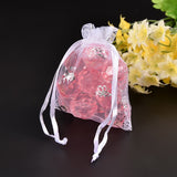 100 pc Gift Package Organza Bags, Rectangle with Butterfly Pattern, White, 9x7cm