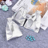 100 pc Organza Bags, Rectangle, Silver, 16x11cm