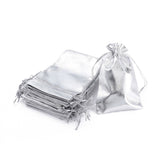 100 pc Organza Bags, Rectangle, Silver, 16x11cm
