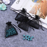 100 pc Organza Bags, High Dense, Rectangle, Black, 9x7cm