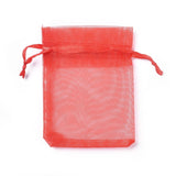 100 pc Organza Bags, with Ribbons, Mixed Color, 9~18x7~12.5mm