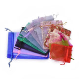 100 pc Organza Bags, with Ribbons, Mixed Color, 9~18x7~12.5mm