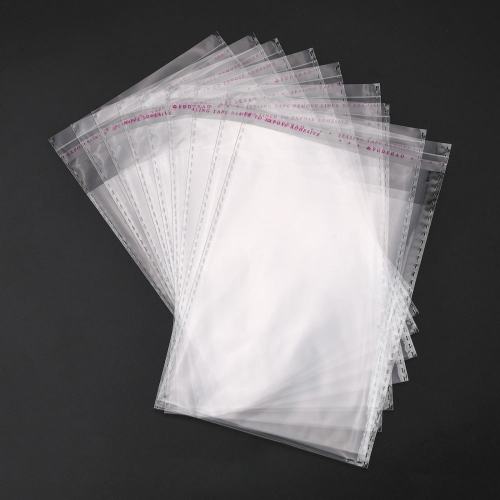 CRASPIRE 500 pc Rectangle Cellophane Bags, White, 16x9.5cm, Unilateral  Thickness: 0.05mm, Inner Measure: 10.7x9.5cm, Hole: 6mm