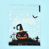 1 Bag Rectangle Plastic Cellophane Bags, for Halloween, Black, 13x10cm, Unilateral Thickness: 0.035mm, Inner Measure: 10x10cm, about 96~100pcs/bag