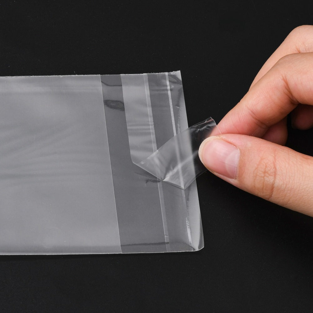 100Pcs/Pack Hanging Self Adhesive Bags Transparent OPP Plastic Self Seal  Bags For Gift Packaging Beads Jewelry Storage Pouch