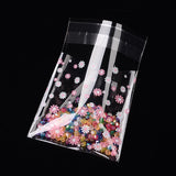 1 Bag Rectangle OPP Cellophane Bags, with Flower Pattern, Clear, 10x6.9cm, Unilateral Thickness: 0.035mm, Inner Measure: 7x6.9cm, about 95~100pcs/bag