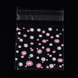 1 Bag Rectangle OPP Cellophane Bags, with Flower Pattern, Clear, 10x6.9cm, Unilateral Thickness: 0.035mm, Inner Measure: 7x6.9cm, about 95~100pcs/bag