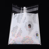 1 Bag Rectangle OPP Cellophane Bags, with Flower Pattern, White, 13.1x9.9cm, Unilateral Thickness: 0.035mm, Inner Measure: 12x10.9cm, about 95~100pcs/bag