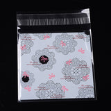 1 Bag Rectangle OPP Cellophane Bags, with Flower Pattern, White, 13.1x9.9cm, Unilateral Thickness: 0.035mm, Inner Measure: 12x10.9cm, about 95~100pcs/bag