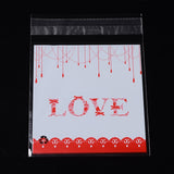 1 Bag Rectangle OPP Cellophane Bags, with Word Love, Red, 14x9.9cm, Unilateral Thickness: 0.035mm, Inner Measure: 11x9.9cm, about 95~100pcs/bag