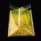 1 Bag Rectangle OPP Cellophane Bags, with Heart Pattern, Green Yellow, 14x9.9cm, Unilateral Thickness: 0.035mm, Inner Measure: 11x9.9cm, about 95~100pcs/bag