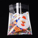 1 Bag Rectangle OPP Cellophane Bags for Christmas, with Santa Claus Pattern, Colorful, 13x9.9cm, Unilateral Thickness: 0.035mm, Inner Measure: 9.9x9.9cm, about 95~100pcs/bag