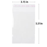 1000 pc OPP Cellophane Bags, Small Jewelry Storage Bags, Self-Adhesive Sealing Bags, Rectangle, Clear, 14x8cm, Unilateral Thickness: 0.035mm, Inner Measure: 10.5x8cm