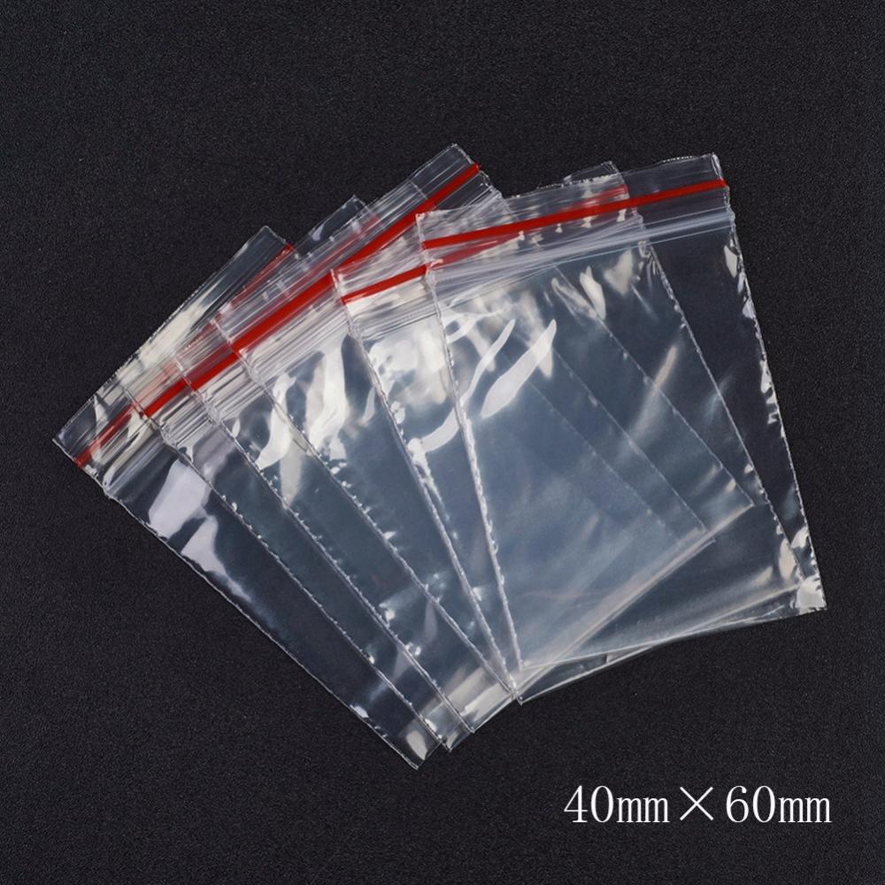 50/100pcs Small Plastic Bag Self Seal Clear Pouches Resealable Zip Lock  Bags For Jewelry Beads