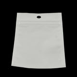 100 pc Pearl Film Plastic Zip Lock Bags, Resealable Packaging Bags, with Hang Hole, Top Seal, Self Seal Bag, Rectangle, White, 15x10cm, inner measure: 12x9cm